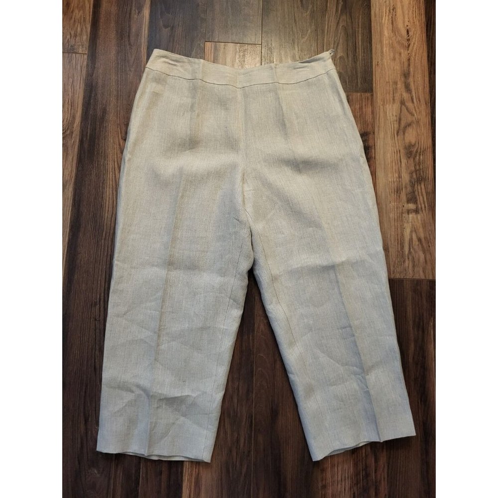 Talbots 100% Irish Linen Pants Lined Side Zip Beige Sz 16p